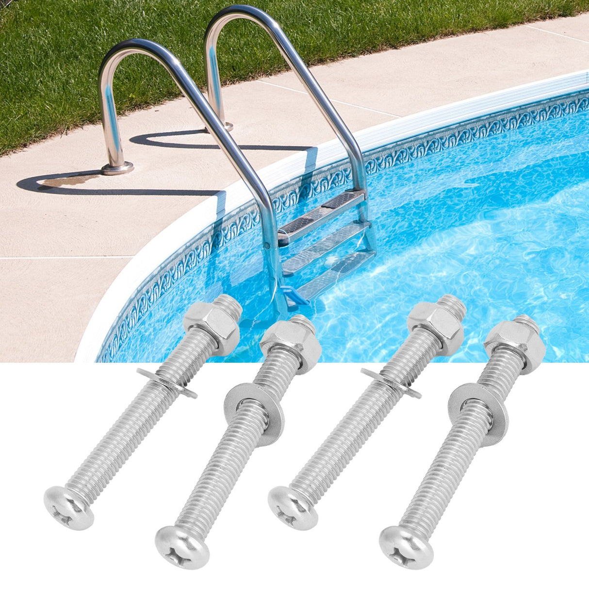 4 Sets Swimming Pool Step Fastener Bolts Nut Underwater Ladder Replacement Parts 7mm
