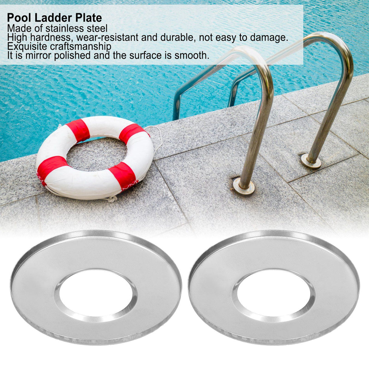 2Pcs Swimming Pool Ladder Escutcheon Cover Plate for 4.2cm Ladder Pipe Pool Hand Rail Replacement Parts