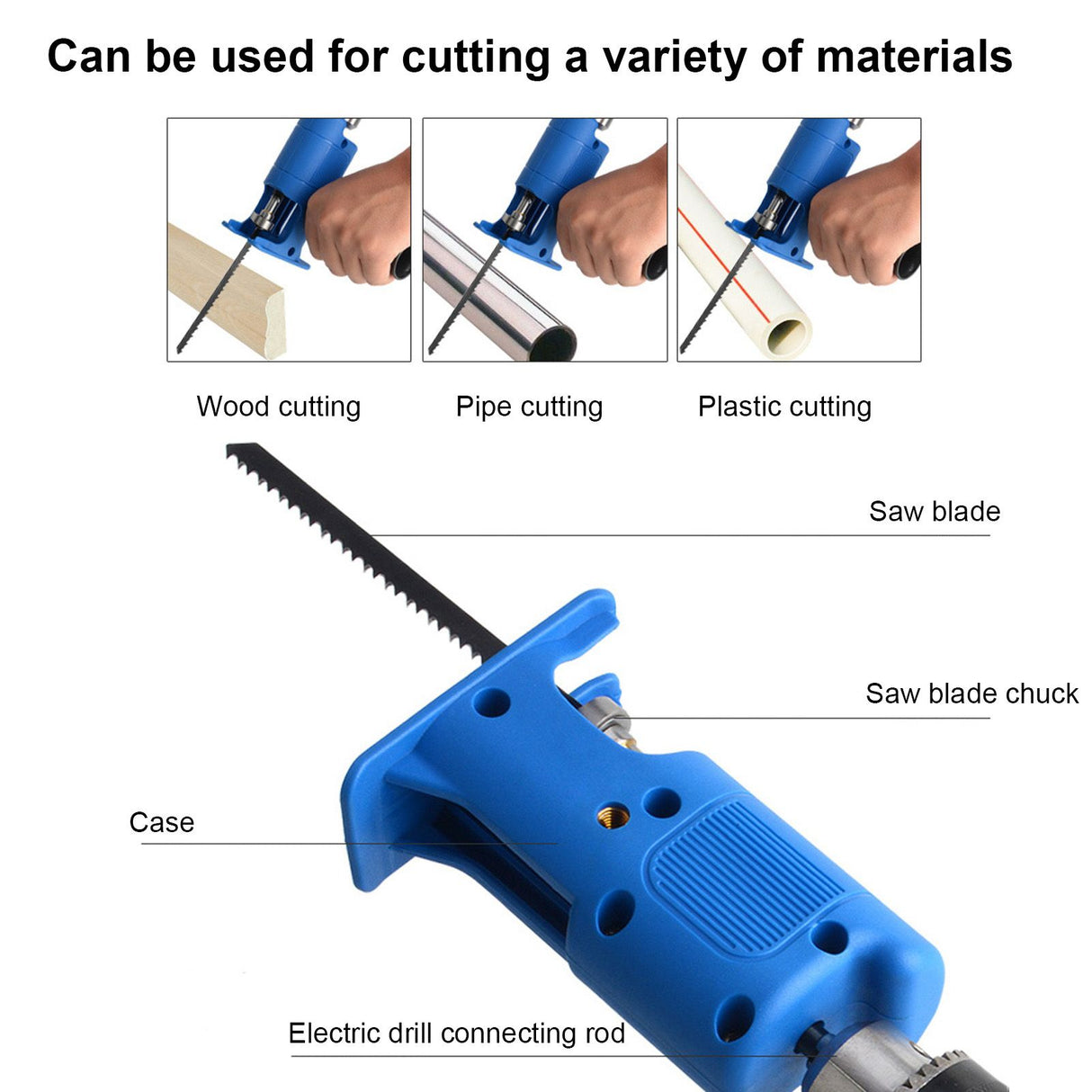 Household Reciprocating Saw Electric Drill Modified to Jig Saw Portable Tool for Woodworking Plastic Cutting