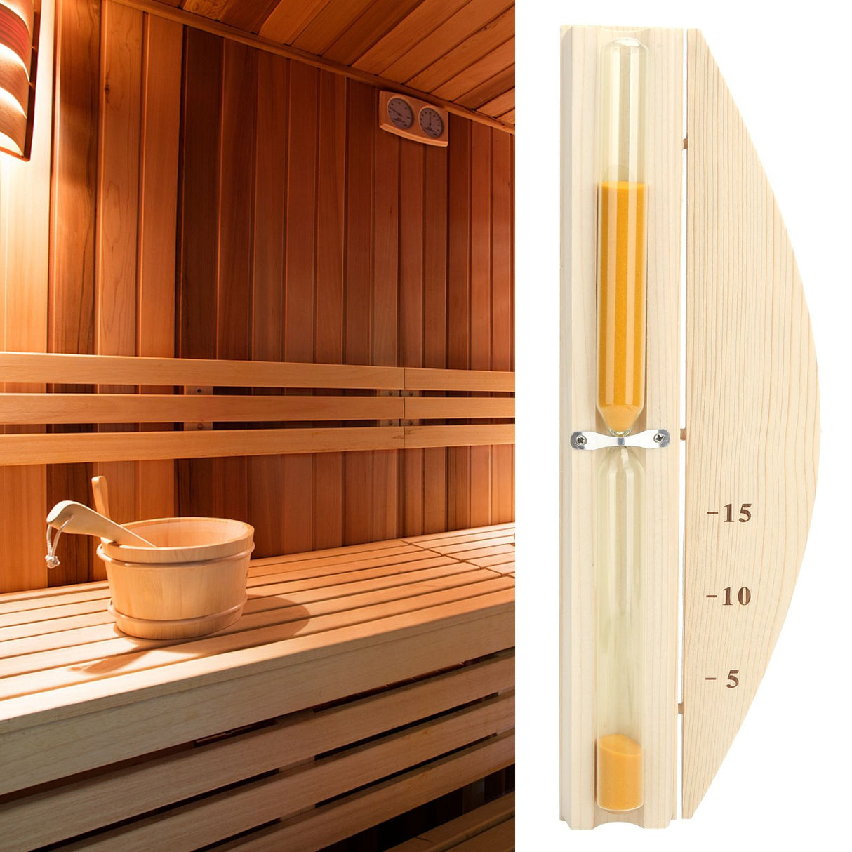 Sauna Hourglass 15Minutes Sauna Room Sand Clock Glass Timer WallMounted Wooden Hourglass