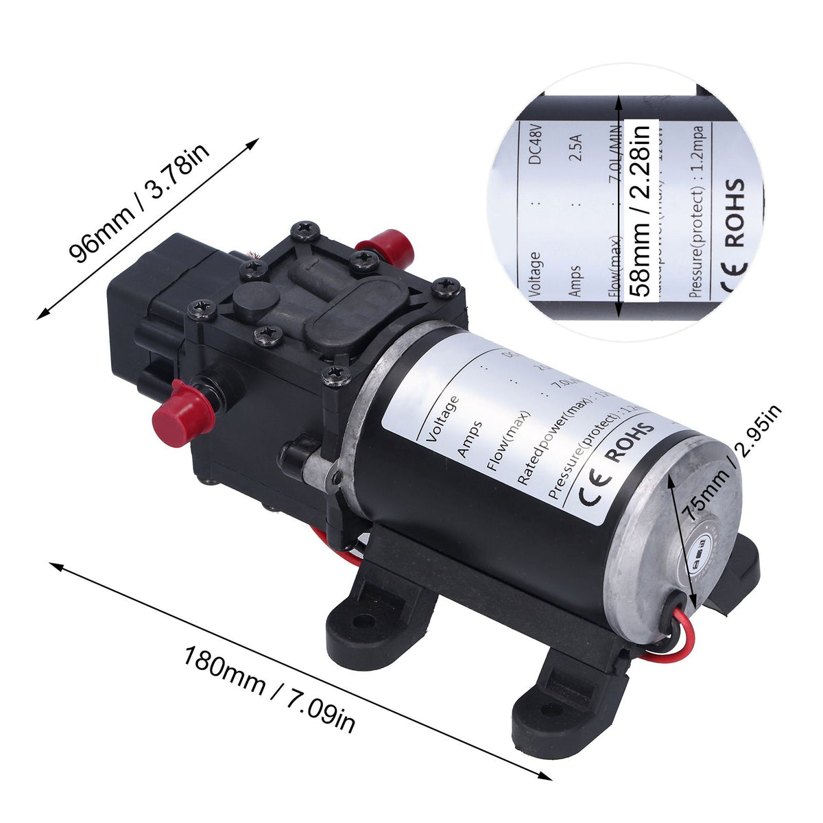 DC48V 120W DC Intelligent Diaphragm Pump 7.0L/MIN Automatic Atomizing High Pressure Pump