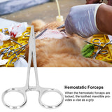 12.5cm Hemostatic Forceps Stainless Steel Pet Hair Puller Fishing Lock Plier for Livestock