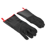 BBQ Gloves High Temperature Resistance 500℃ Waterproof Acid and Alkali Resistant Garden GlovesBlack 14in - Top-Down View