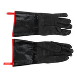 BBQ Gloves High Temperature Resistance 500℃ Waterproof Acid and Alkali Resistant Garden GlovesBlack 14in - Rear View