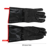BBQ Gloves High Temperature Resistance 500℃ Waterproof Acid and Alkali Resistant Garden GlovesBlack 14in