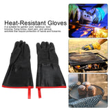 BBQ Gloves High Temperature Resistance 500℃ Waterproof Acid and Alkali Resistant Garden GlovesBlack 14in - Extra Image