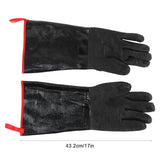 BBQ Gloves High Temperature Resistance 500℃ Waterproof Acid and Alkali Resistant Garden GlovesBlack 17in