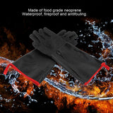 BBQ Gloves High Temperature Resistance 500℃ Waterproof Acid and Alkali Resistant Garden GlovesBlack 17in - Extra Image