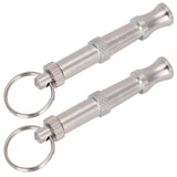 2pcs Stainless Steel Ultrasonic Whistle Portable Trainer Training Tool for Dog Pigeons Birds - Top-Down View