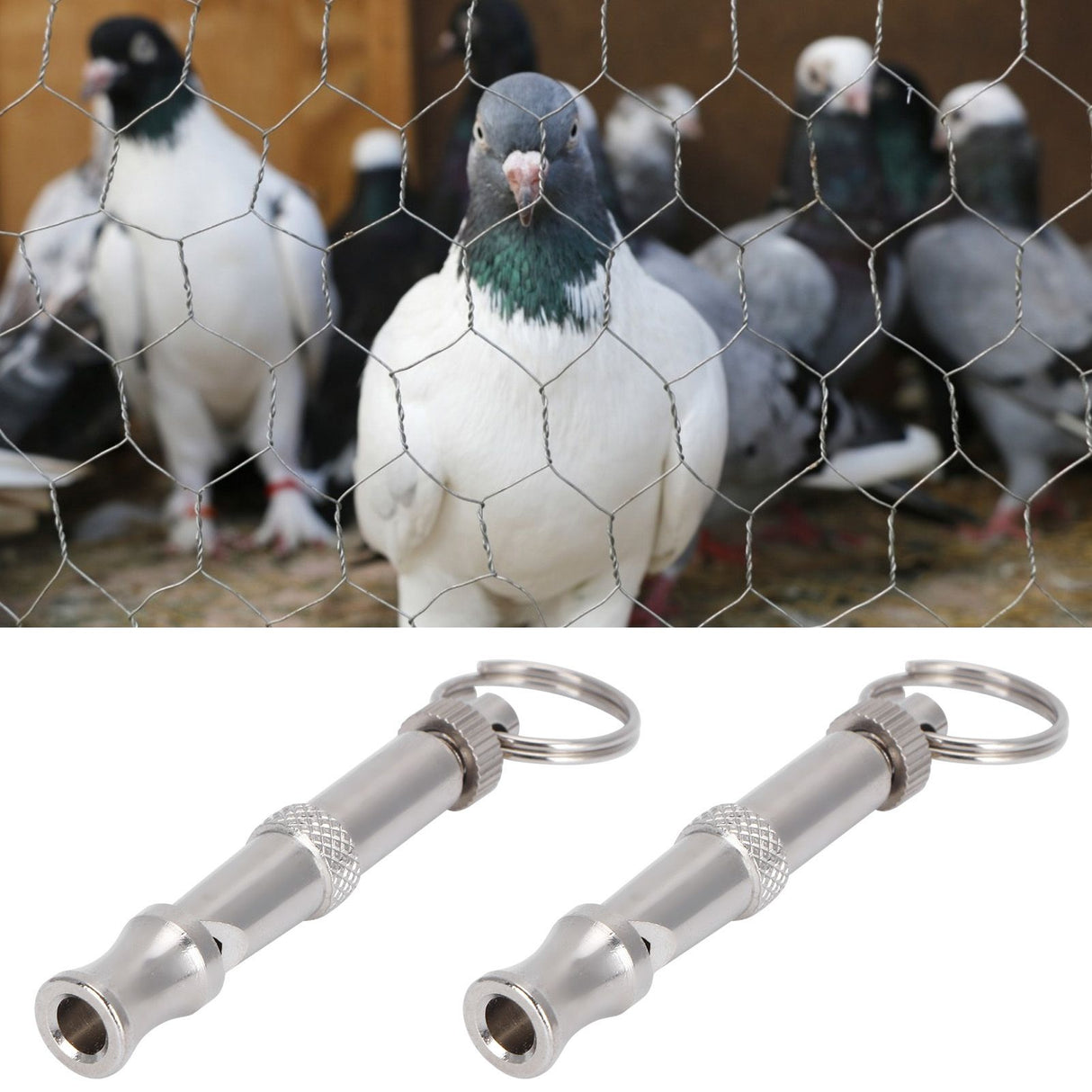 2pcs Stainless Steel Ultrasonic Whistle Portable Trainer Training Tool for Dog Pigeons Birds