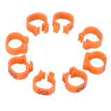 100pcs Birds Foot Rings Number Identification Pigeon Leg Bands Poultry Clip RingOrange - Top-Down View