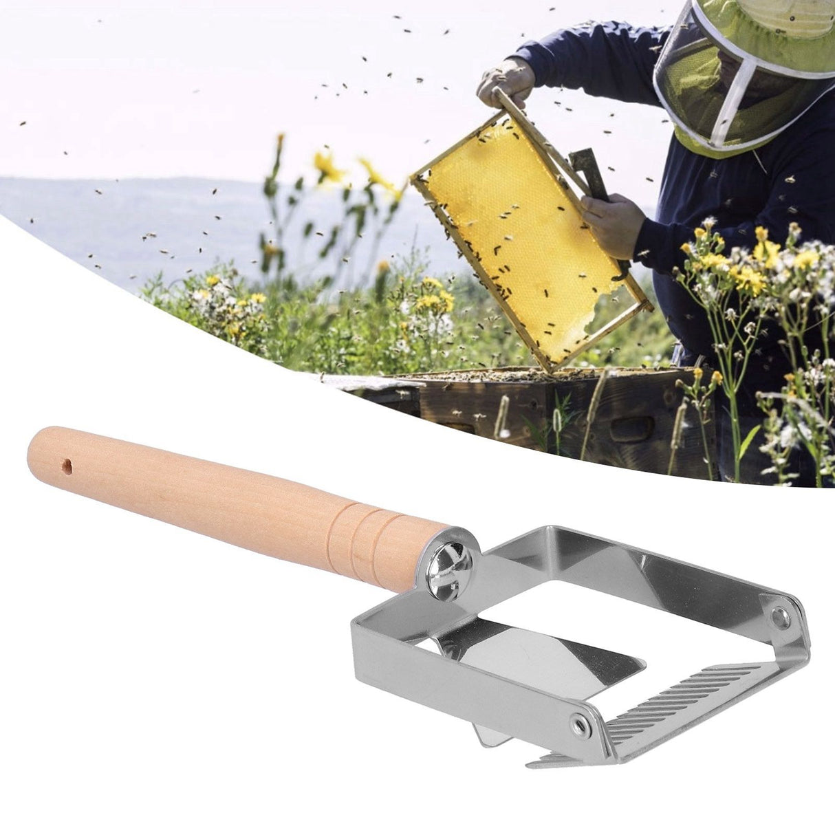 Uncapping Fork Honey Scraper Thicken Wooden Handle Beekeeping Tool Apiculture Equipment
