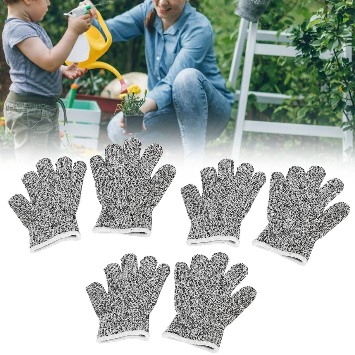 3 Pairs Kids Cutting Resistant Gloves Children Work Safety Protection Gloves for Gardening