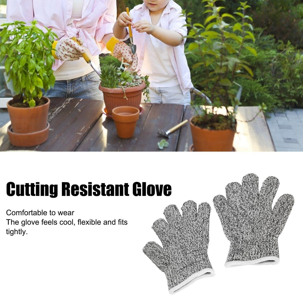 3 Pairs Kids Cutting Resistant Gloves Children Work Safety Protection Gloves for Gardening