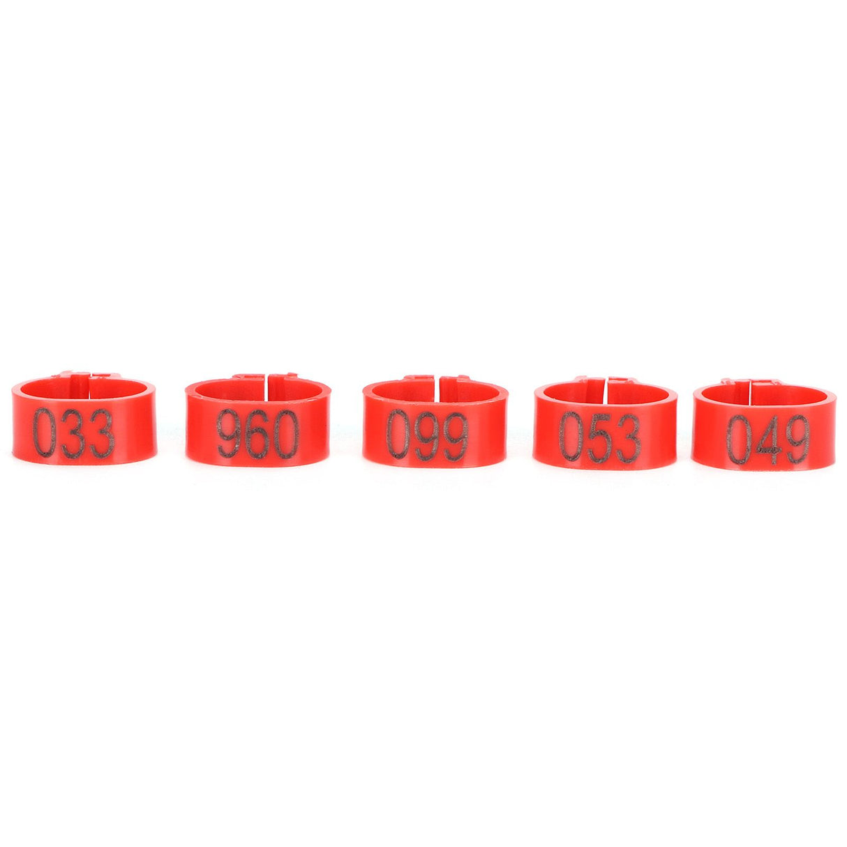 100Pcs Pigeons Identify Ring 001‑100 Numbered Poultry Leg Ring Bird Leg Bands Foot Ring10mm Red Ring with Number