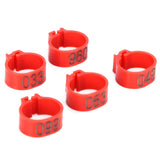 100Pcs Pigeons Identify Ring 001‑100 Numbered Poultry Leg Ring Bird Leg Bands Foot Ring10mm Red Ring with Number - Top-Down View