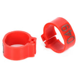 100Pcs Pigeons Identify Ring 001‑100 Numbered Poultry Leg Ring Bird Leg Bands Foot Ring10mm Red Ring with Number - 45-Degree Angle
