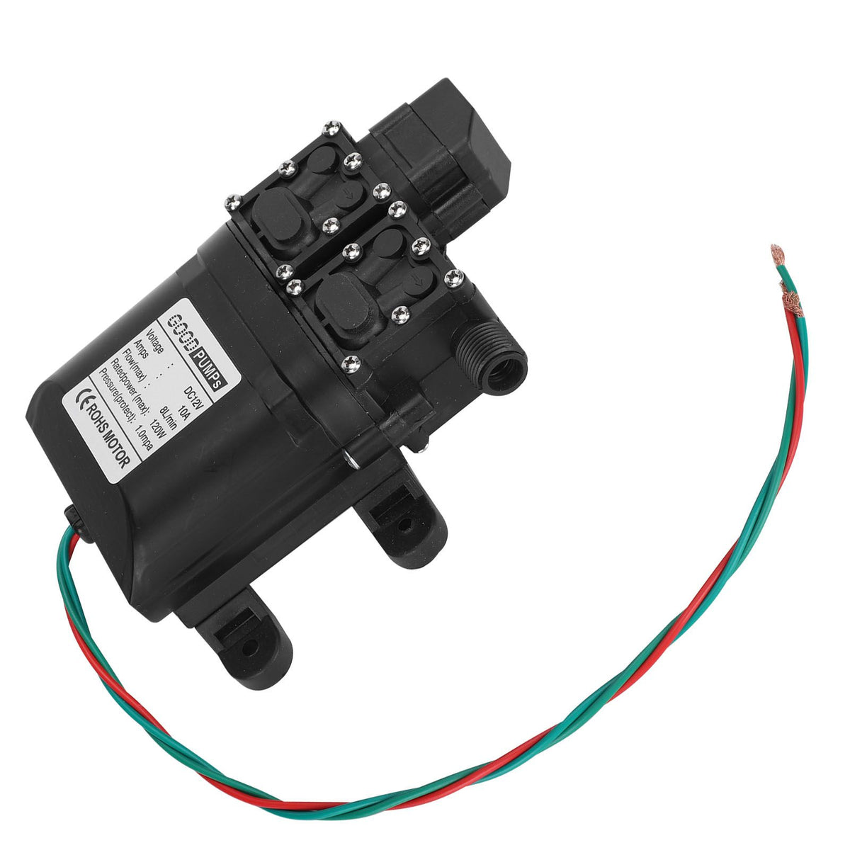 12V 120W 8L High Flow Diaphragm High Pressure Pump Dual Core with Copper Connector