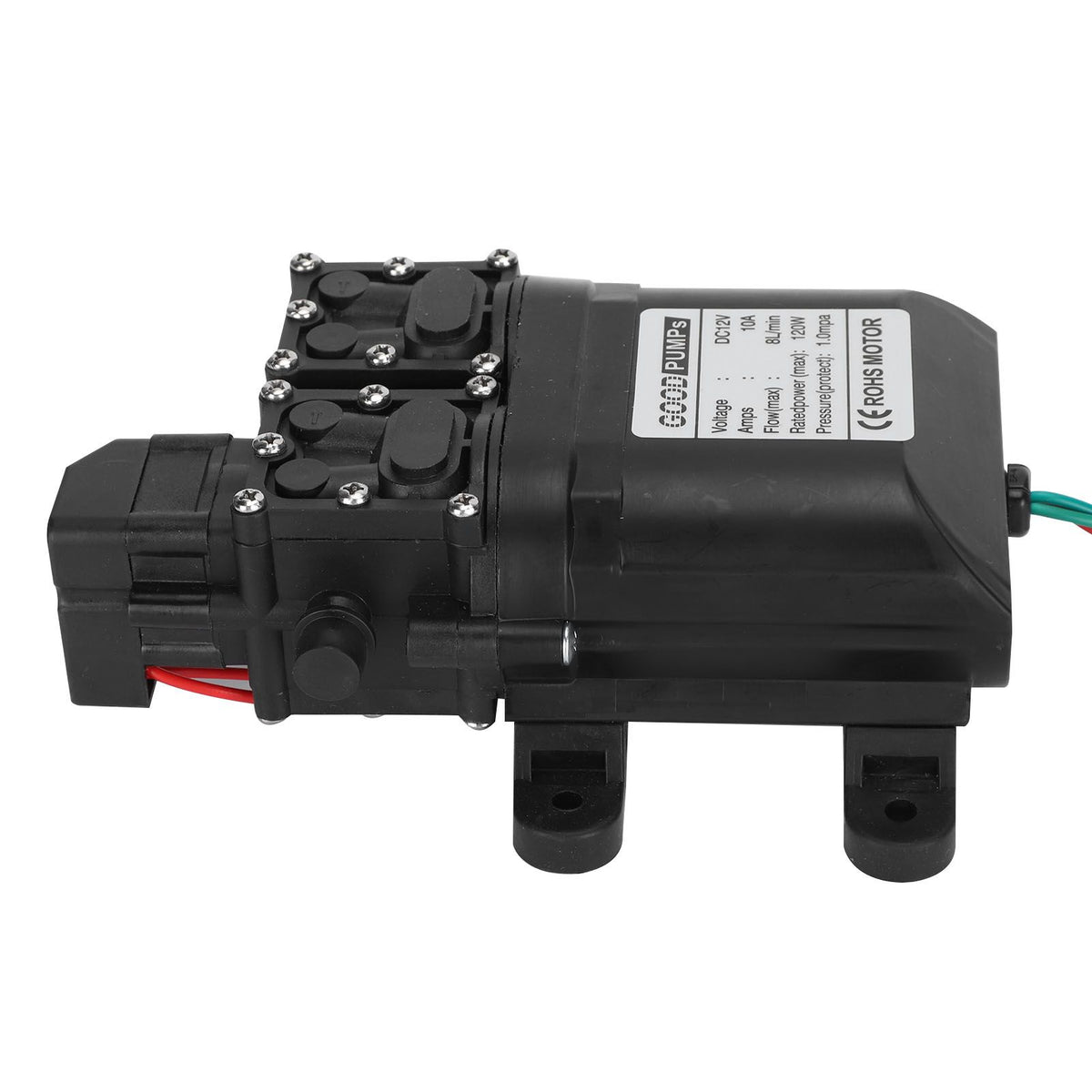 12V 120W 8L High Flow Diaphragm High Pressure Pump Dual Core with Copper Connector