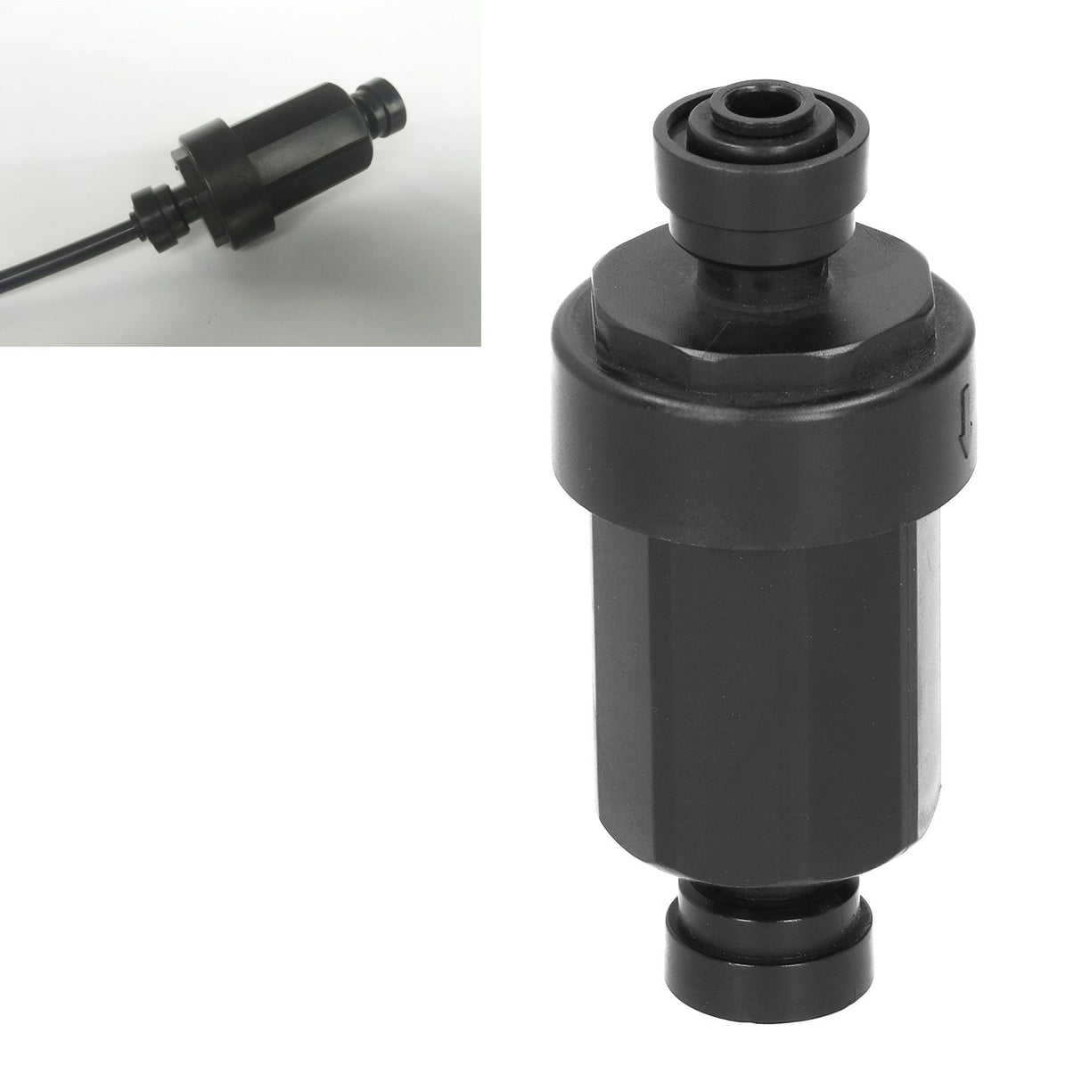 1/4in Irrigation Filter with Stainless Steel Strainer Quick Connect Filtration System Black