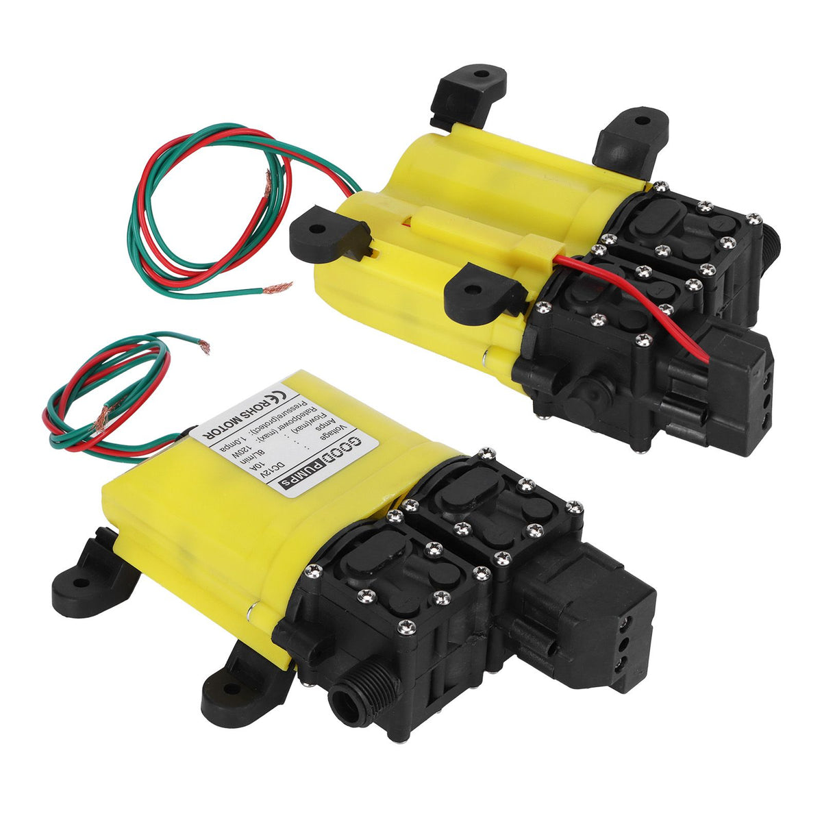 12V 120W 8L Diaphragm High Pressure Pump with Copper Connector Automatic Water Injection Pump
