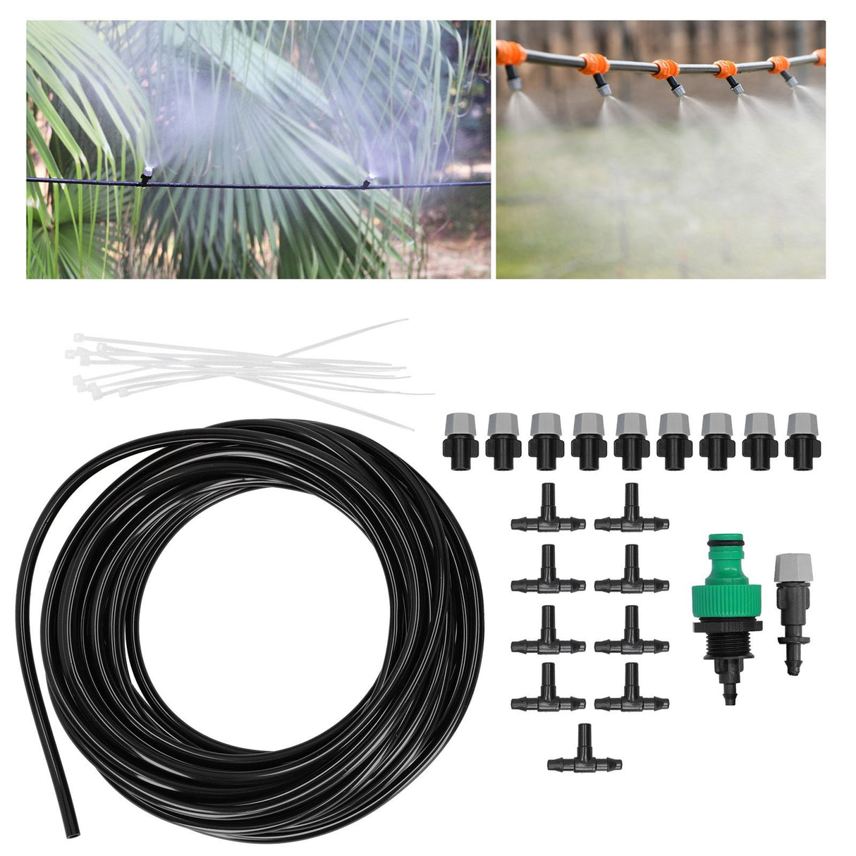 Automatic Garden Water Misting Cooling System Sprinkler Nozzle Hose Micro Irrigation Set