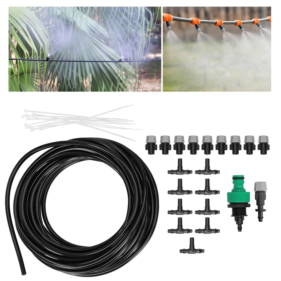 Automatic Garden Water Misting Cooling System Sprinkler Nozzle Hose Micro Irrigation Set