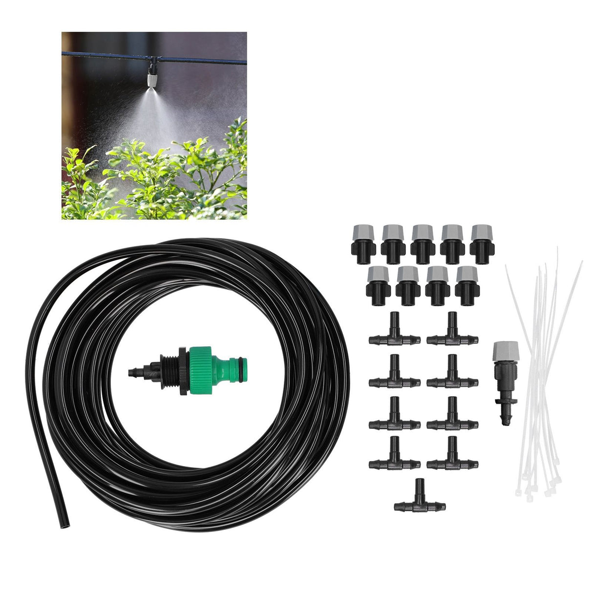 Automatic Garden Water Misting Cooling System Sprinkler Nozzle Hose Micro Irrigation Set