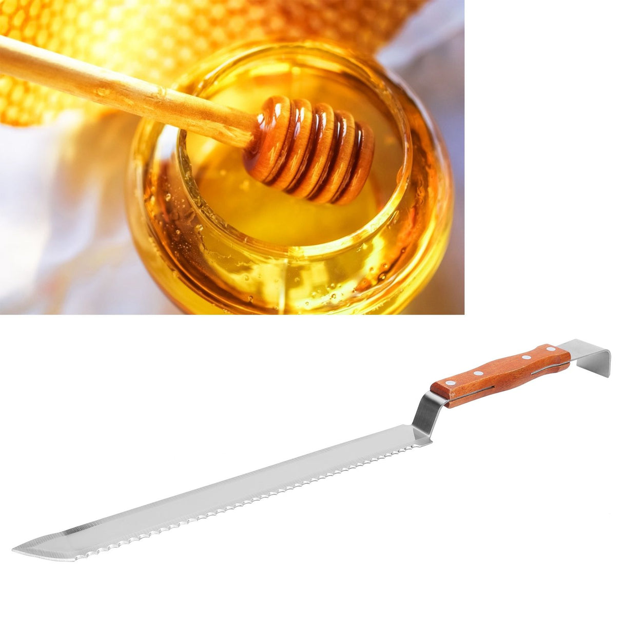 Multifunctional Stainless Steel Honey Cutter Knife Scraper Beekeeping Tool with Wood Handle