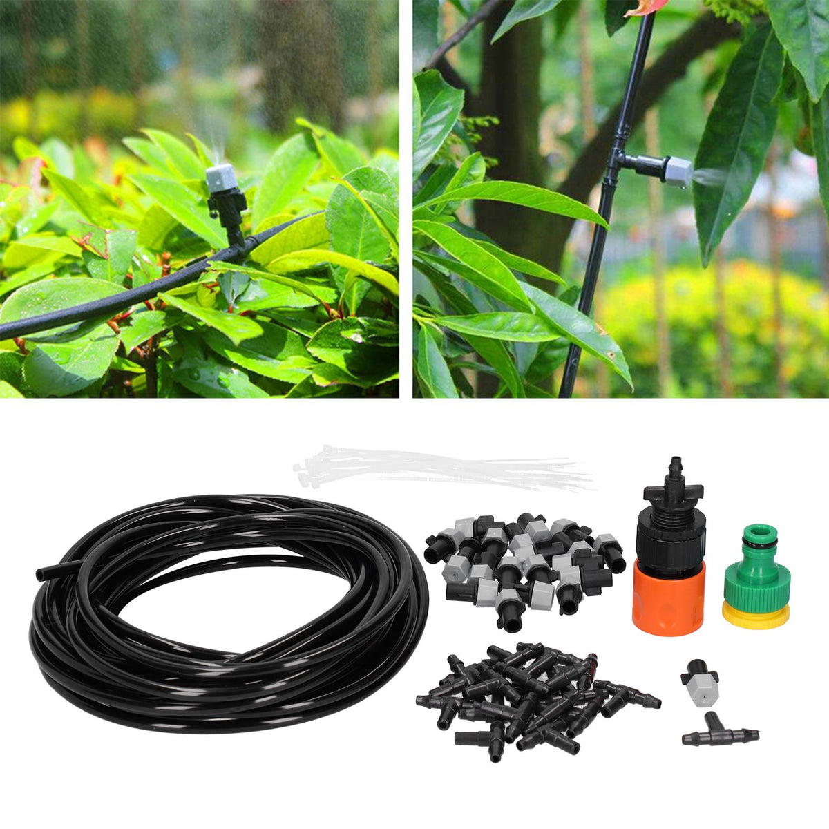 15m Water Misting Cooling System Garden Irrigation Sprinkler Nozzle Set Micro Irrigation