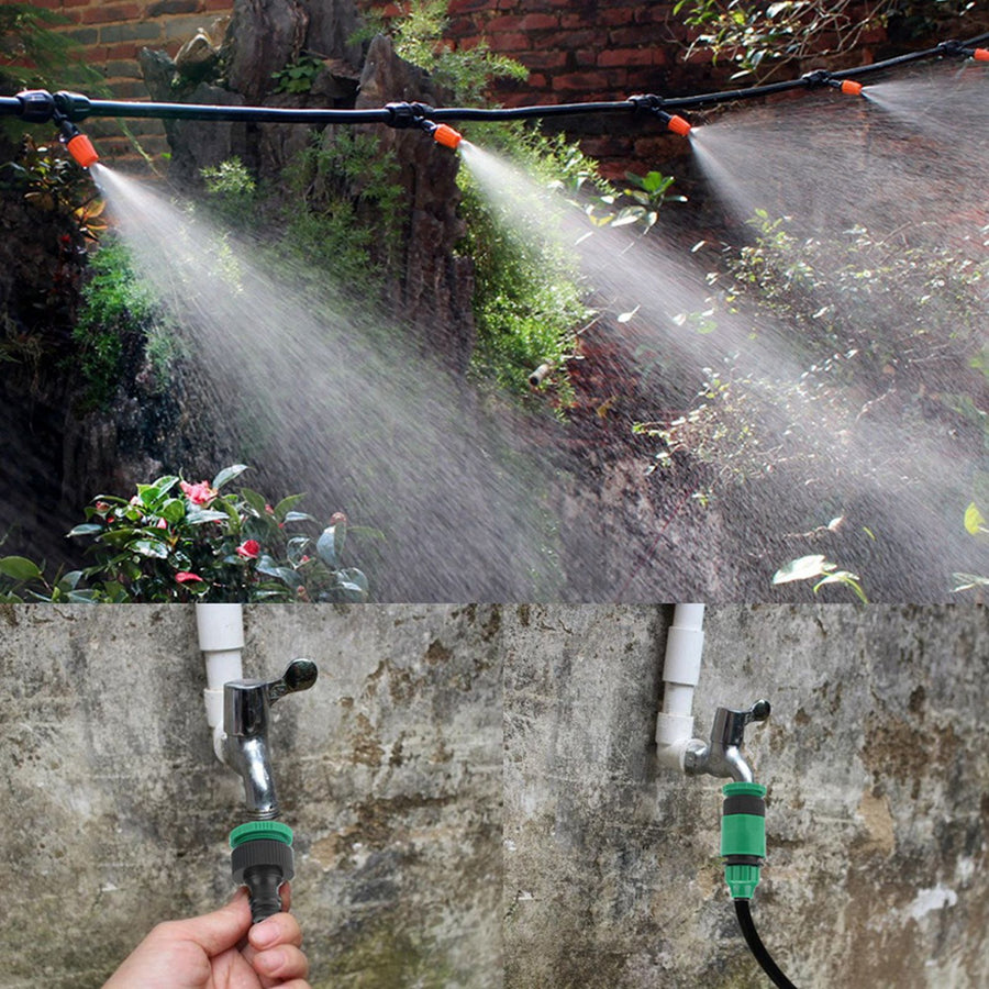 15m Water Misting Cooling System Garden Irrigation Sprinkler Nozzle Set Micro Irrigation