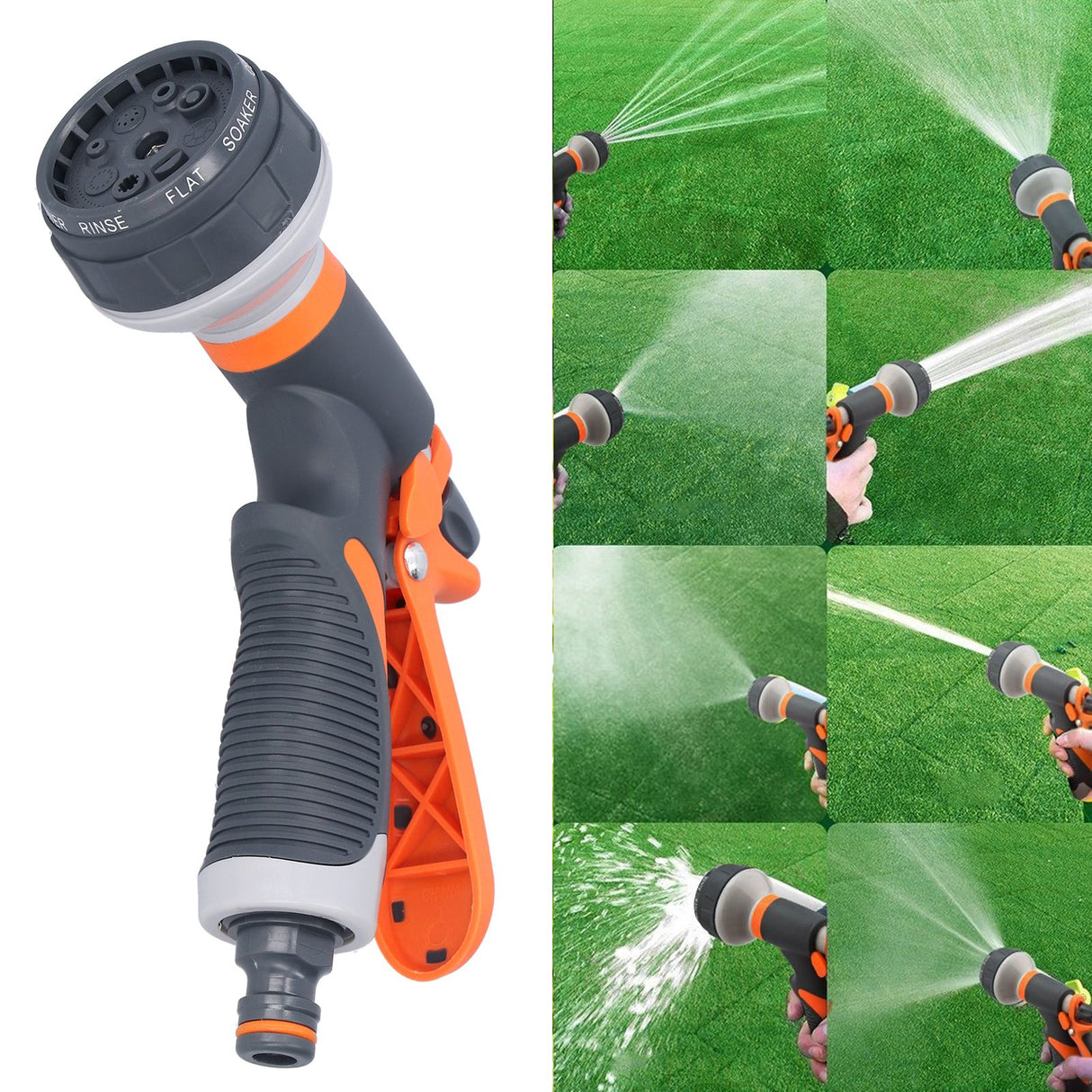 Garden Hose Spray Nozzle 8 Adjustable Patterns Water Sprayer High Pressure Spray Nozzle