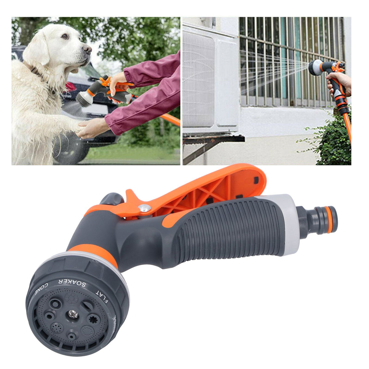 Garden Hose Spray Nozzle 8 Adjustable Patterns Water Sprayer High Pressure Spray Nozzle