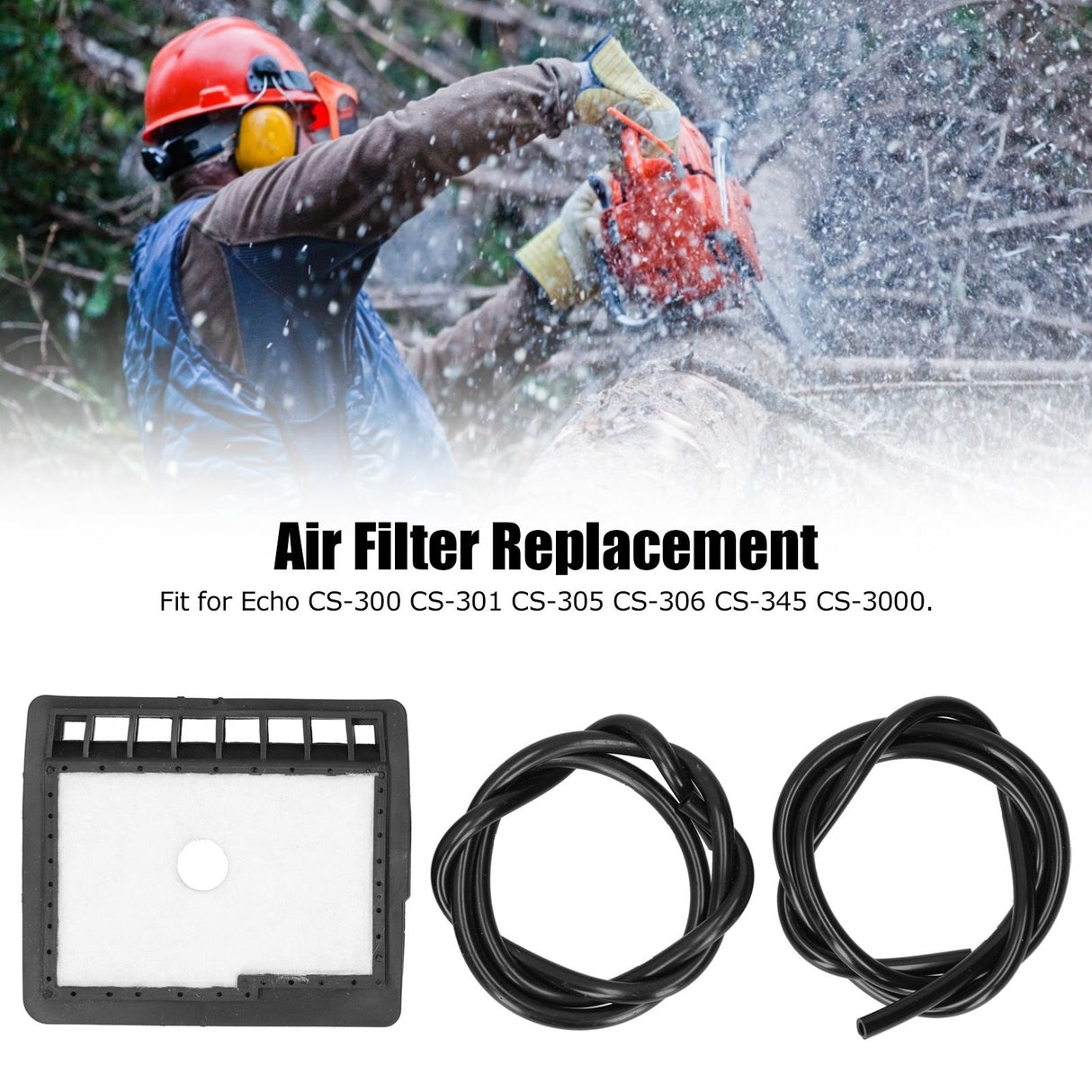 Air Filter Tube Spark Plug Set Fit for Echo CS-300 CS-301 CS-305 CS-306 CS-345 CS-3000 Chainsaw