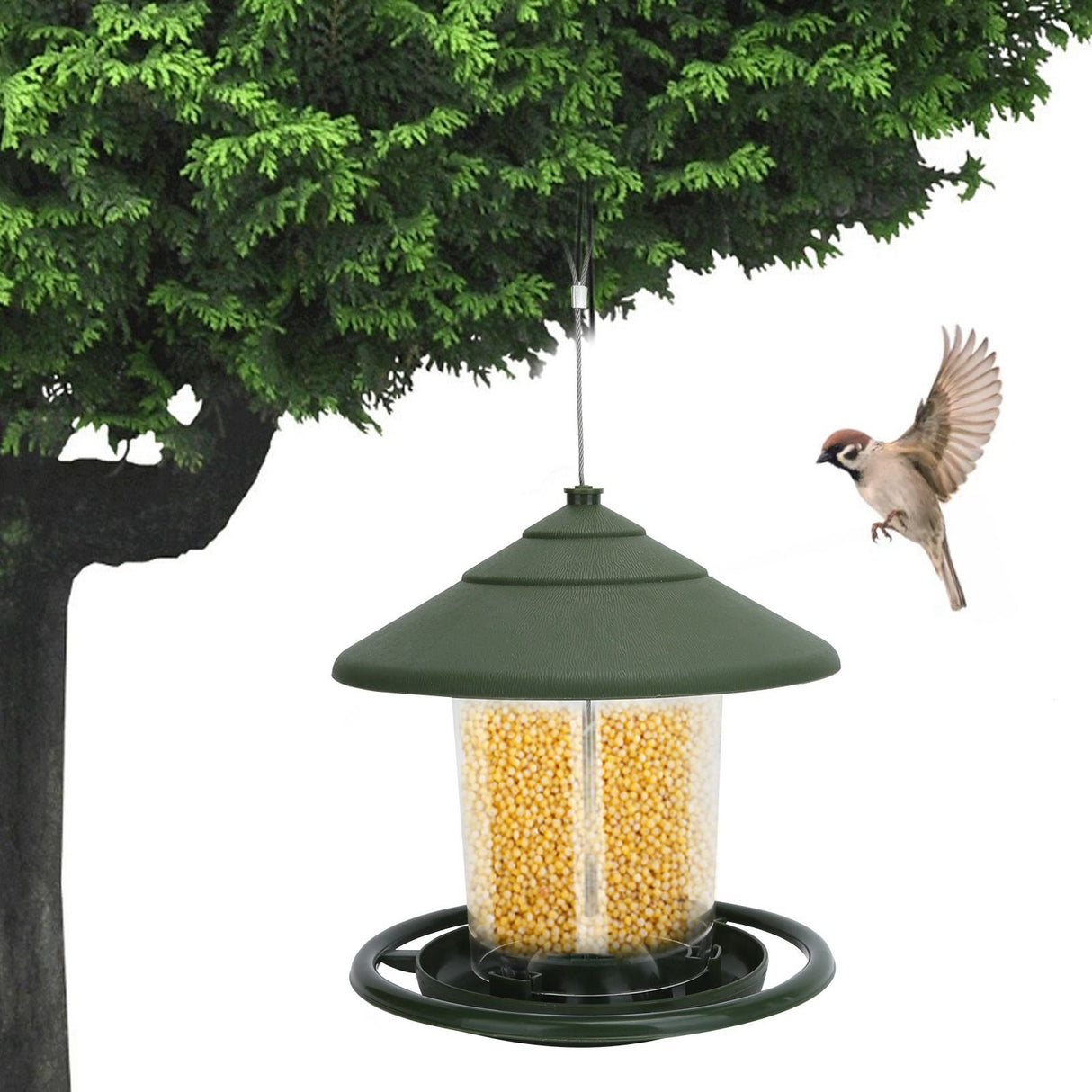 Outdoor Hanging Bird Feeder Plastic Food Container Birds Feeding Tools for Garden Yard