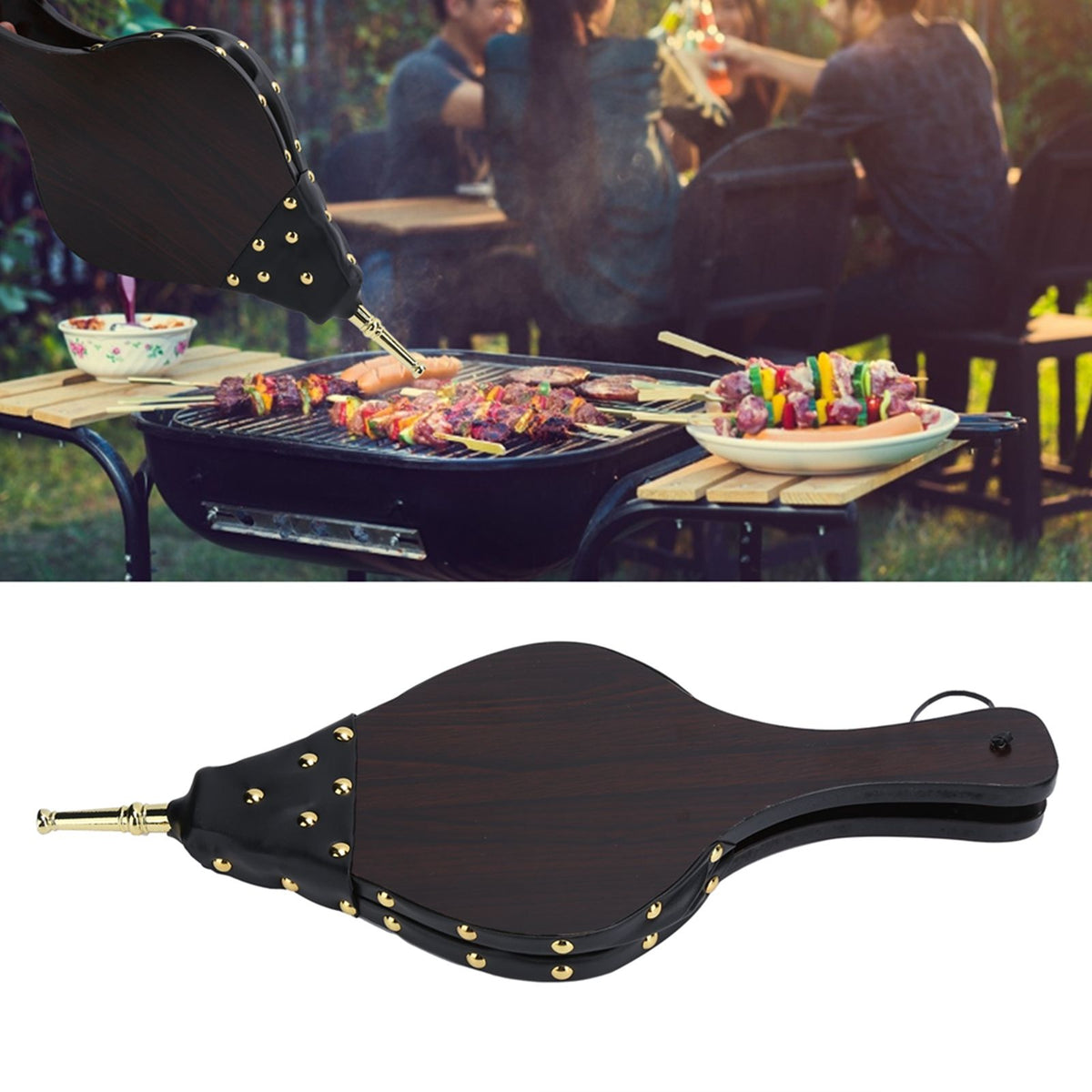 Manual Fireplace Bellows Wood Fire Blower Fireplace Tool for Outdoor Camping BBQ Picnic