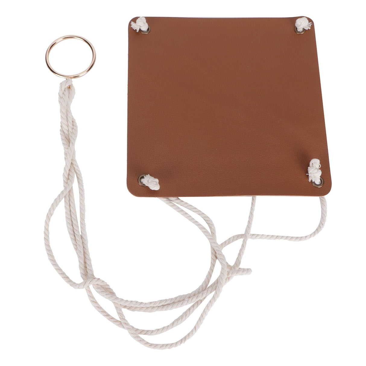 Plant Hanger PU Leather Square Base Cotton Rope Flower Pot Succulent Hanging Holder Garden DecorBrown 20cm