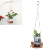 Plant Hanger PU Leather Square Base Cotton Rope Flower Pot Succulent Hanging Holder Garden DecorBrown 20cm - Extra Image