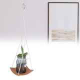 Plant Hanger PU Leather Square Base Cotton Rope Flower Pot Succulent Hanging Holder Garden DecorBrown 20cm - Extra Image