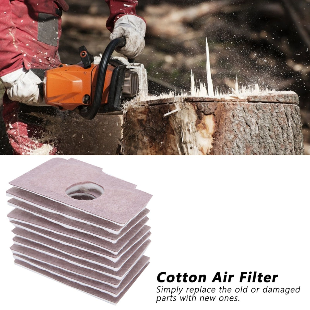 10Pcs Air Filter Cotton Air Filter Replacement Chainsaw Accessories Fit for Stihl 018 MS180 10