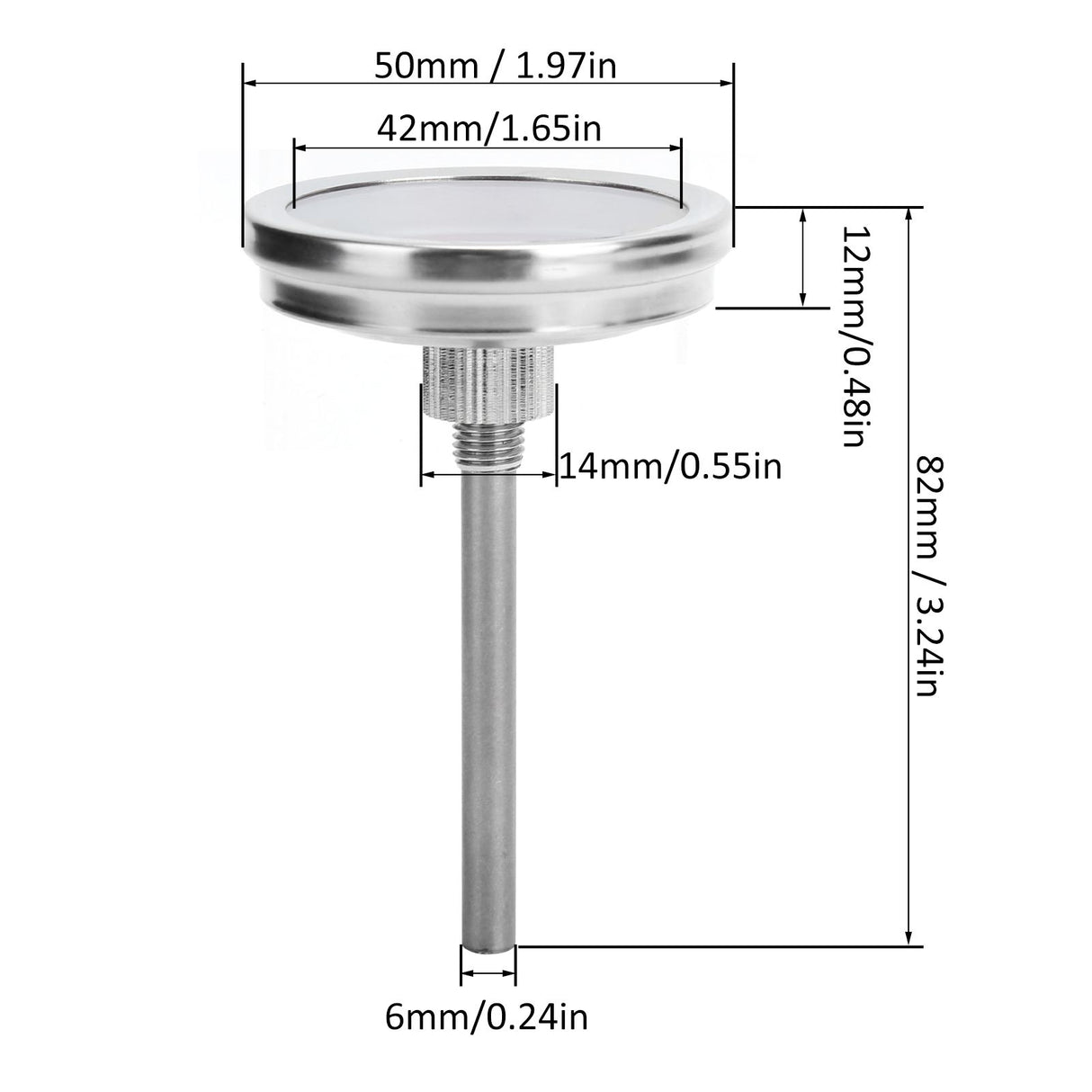 0‑250℃ Grill Thermometer Stainless Steel Oven Pointer Thermometer Temperature Gauge
