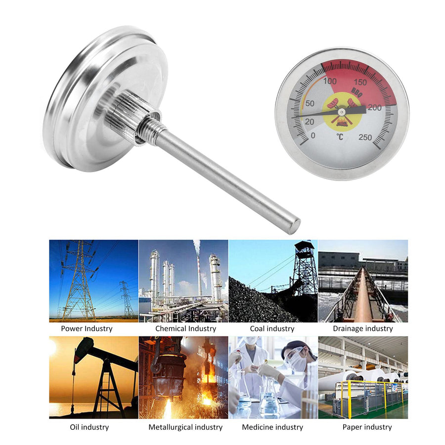 0‑250℃ Grill Thermometer Stainless Steel Oven Pointer Thermometer Temperature Gauge