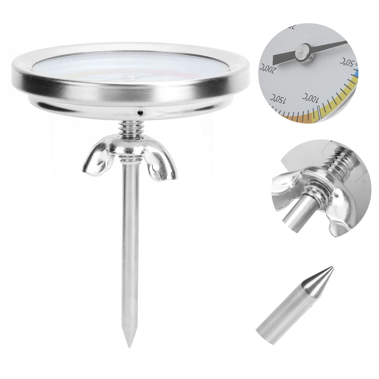 0-280℃ Stainless Steel Grill Thermometer Oven Pointer Temperature Meter Kitchen Supplies