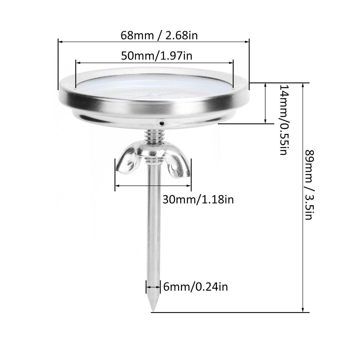 0-280℃ Stainless Steel Grill Thermometer Oven Pointer Temperature Meter Kitchen Supplies
