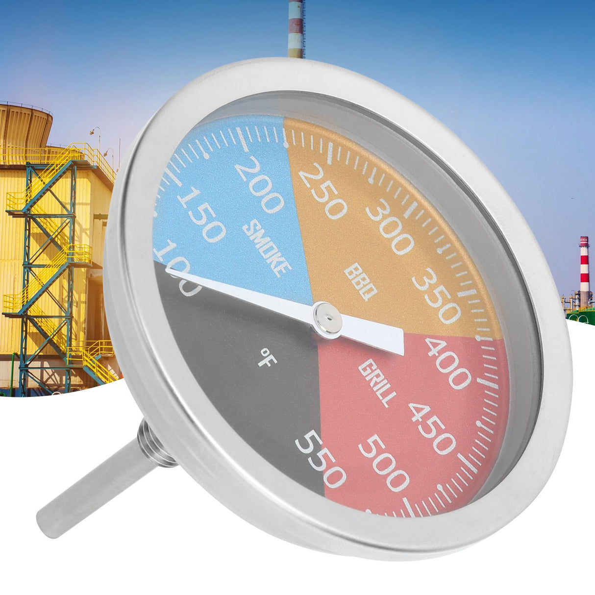 100‑550℉ Metal Oven Temperature Gauge Pointer Type for Smoke BBQ Grill Household Cooking