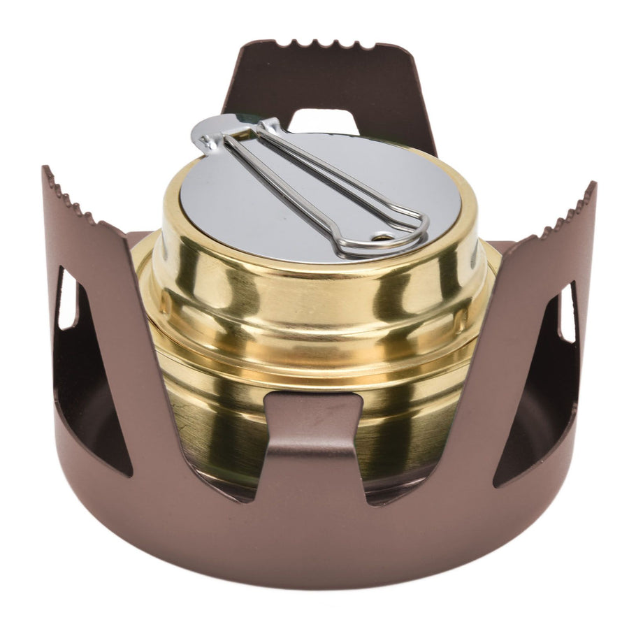 Camping Stove Windproof Vaporizable Portable Liquid Spirit Stove with Stand for Outdoor CampingBrown