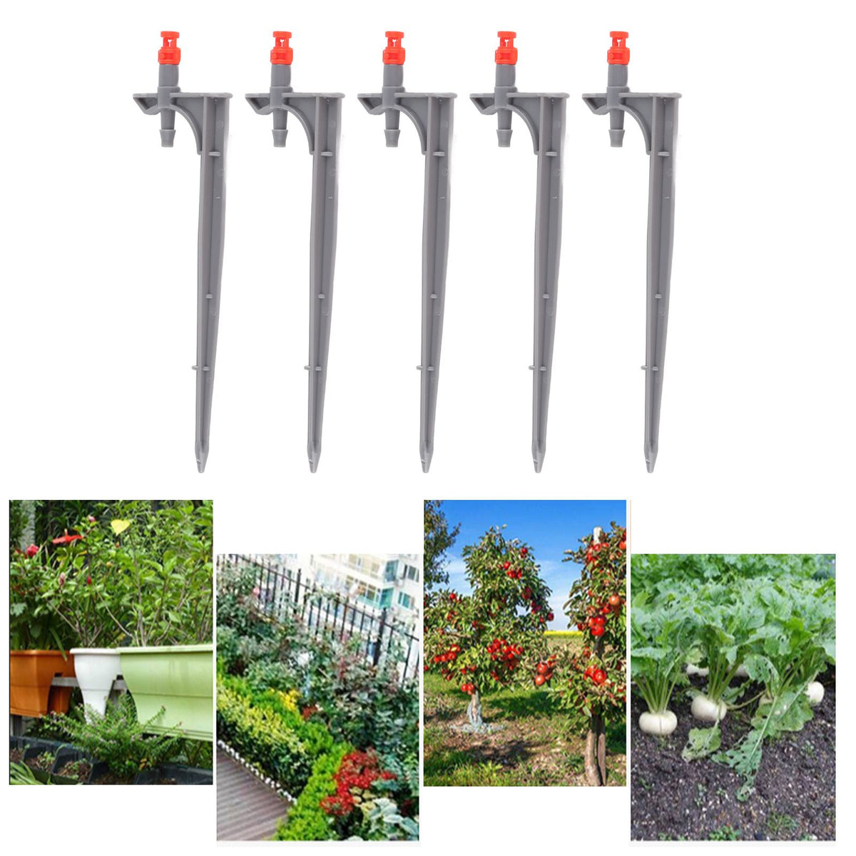 20Pcs/Bag Irrigation Dripper with Ground Insert Fruit Tree Drip Irrigation Emitters for Gardening360 Degree (Red)