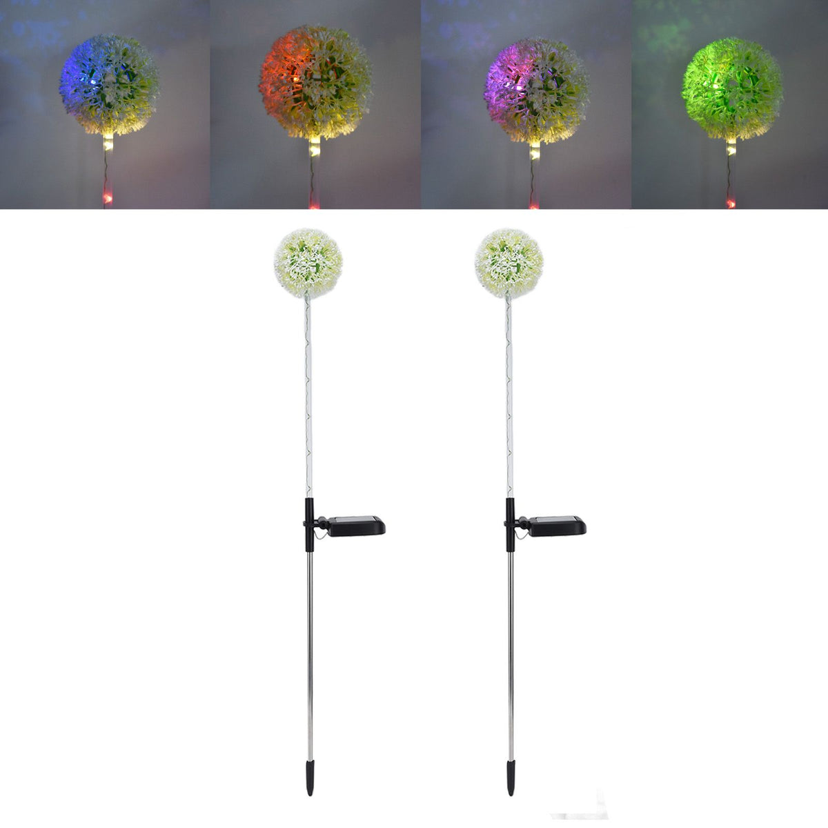 2set Solar Dandelions Garden Lights 6LED Colorful Outdoor Lawn Lamp for Patio Yard Balcony6LED White(2pcs)