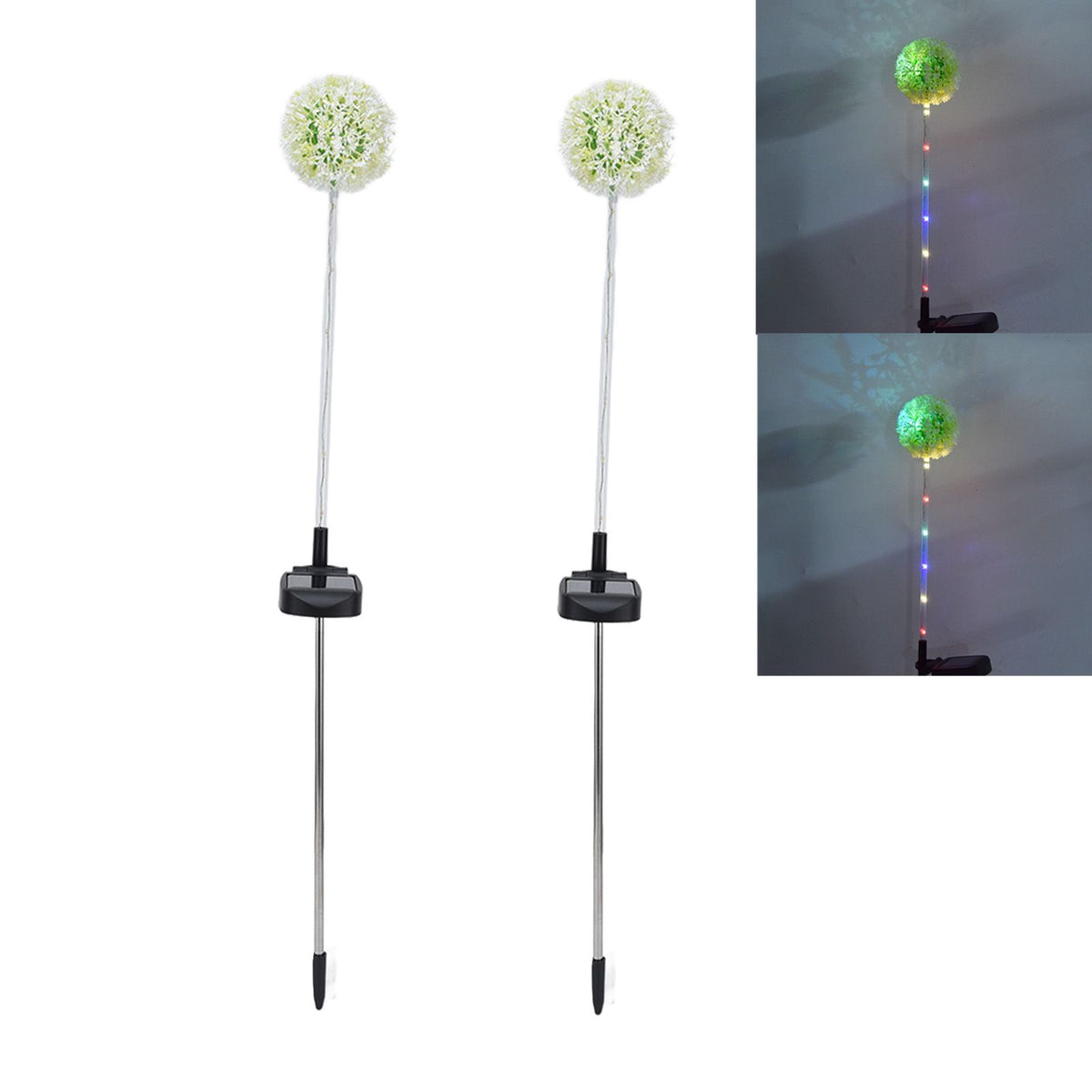 2set Solar Dandelions Garden Lights 6LED Colorful Outdoor Lawn Lamp for Patio Yard Balcony6LED White(2pcs)