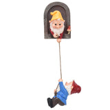 Garden Tree Gnome Statue Resin Colorfast Tree Climbing Elf Sculpture for Yard Outdoor - Low Angle